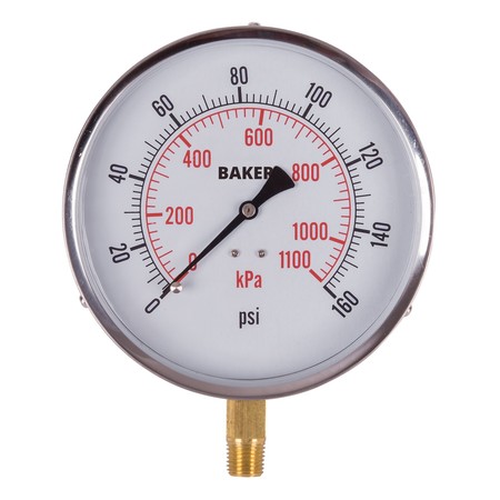 Baker Instruments 421AVND-160 Pressure Gauge, 0-160 PSI 421AVND-160